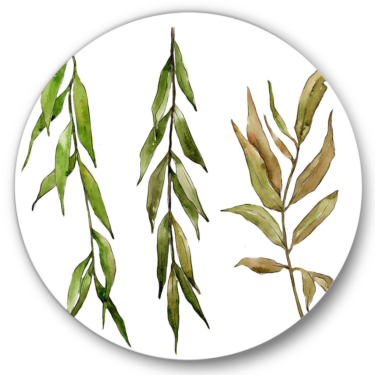 Designart - Three Willow Branches - Farmhouse Metal Circle Wall Art